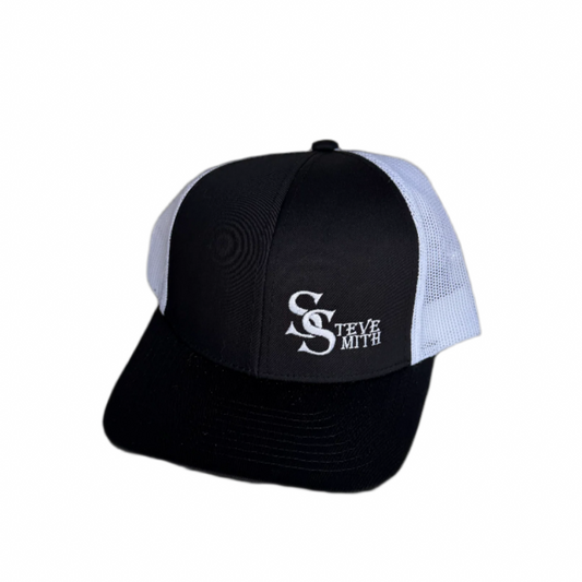 Black and White Embroidered Hat